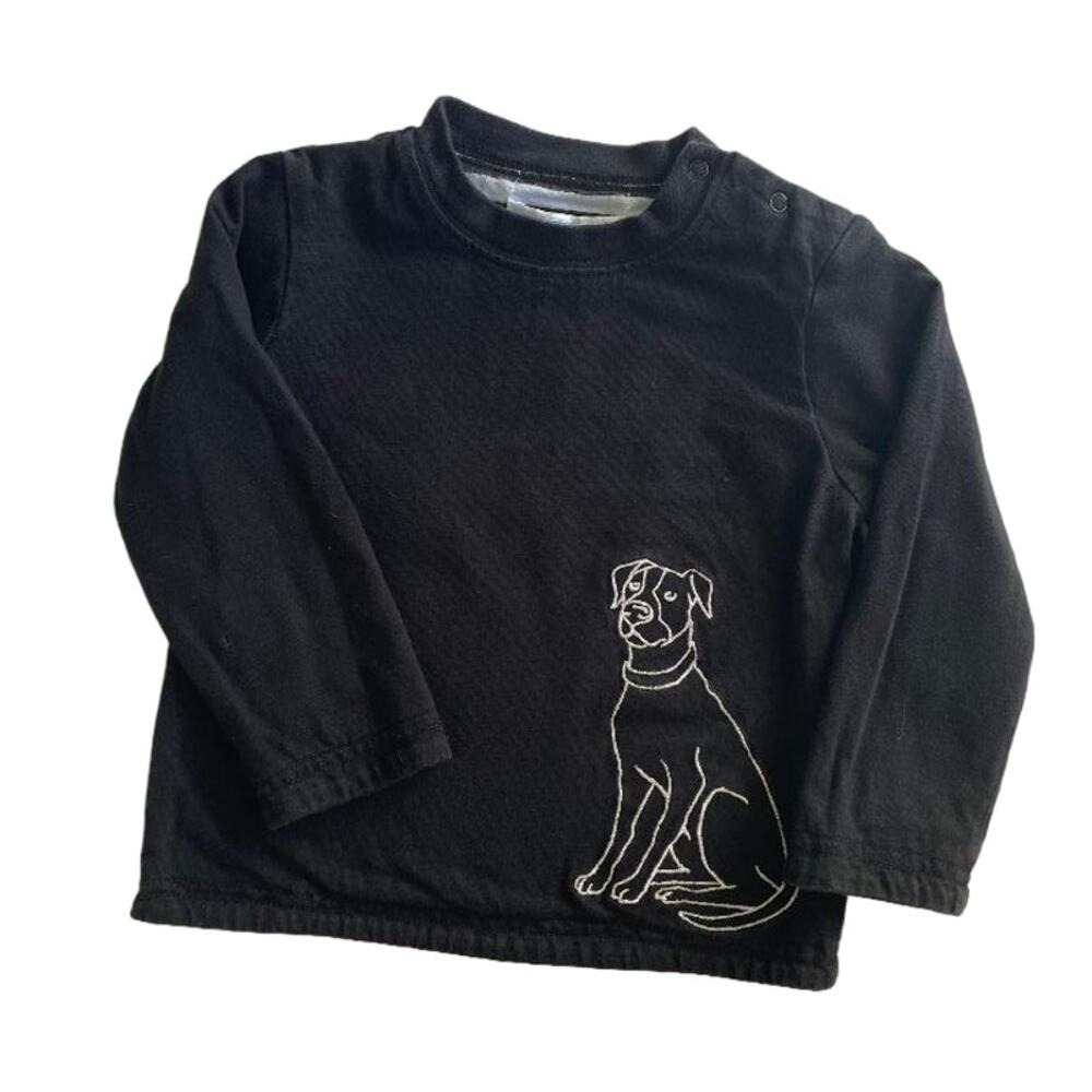 Janie and Jack Striped Dog Applique Long Sleeve Reversible Shirt Boys 6-12Months - Picture 2 of 7